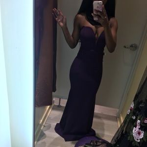 Strapless purple ball gown